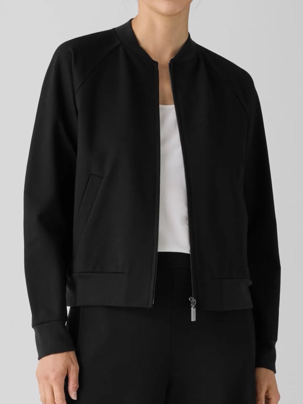 Eileen Fisher Ponte Flight Jacket in Black NWT